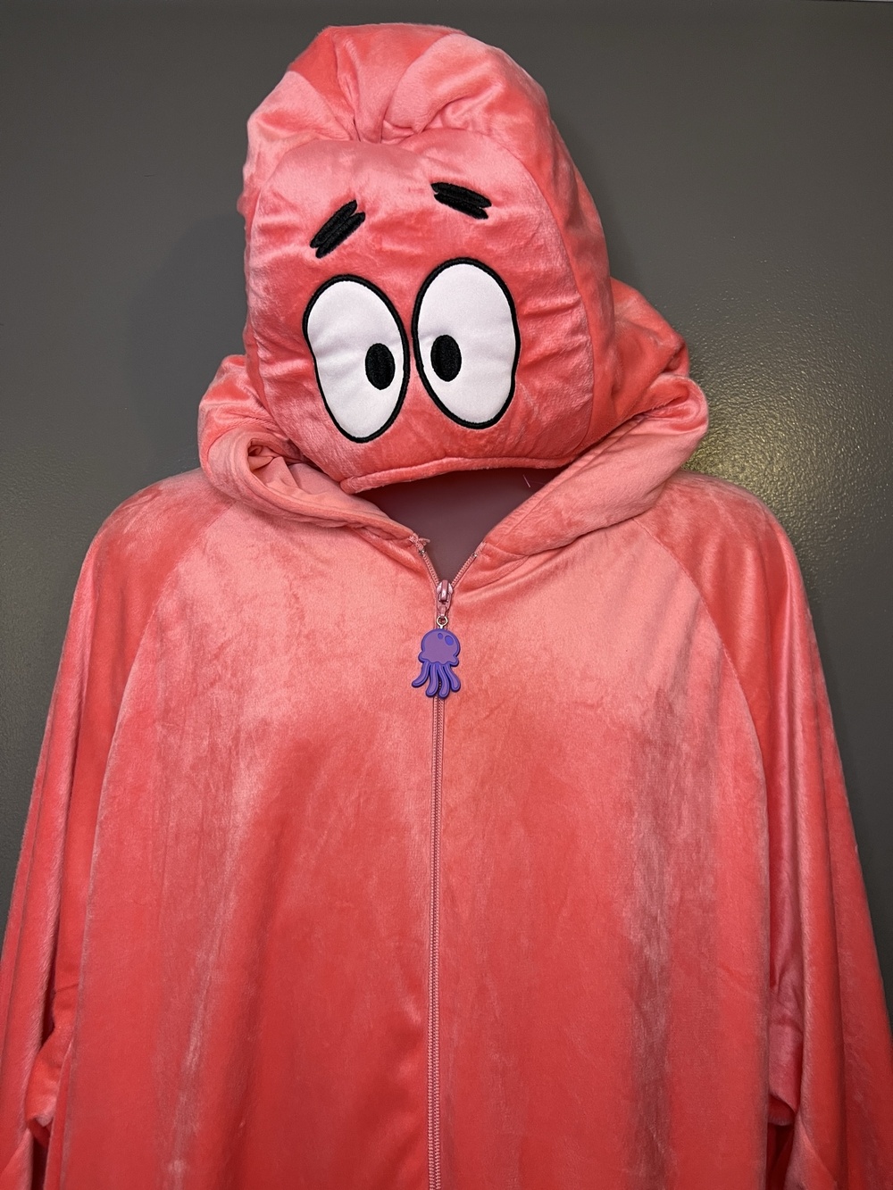 Nickelodeon SpongeBob Patrick Star Jumpsuit Mens XL Pink Hooded Costume